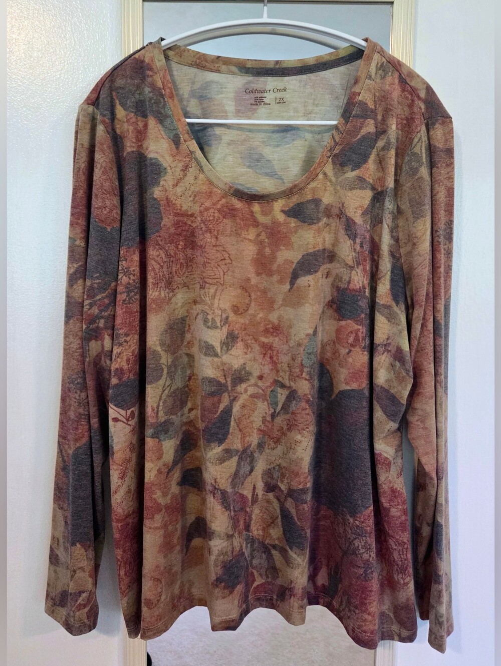 Coldwater Creek Women’s 2X Botanical Floral Long Sleeve Top